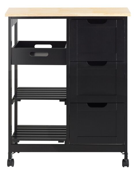 Sobuy Fkw79-Sch Kuchyňský Vozík Servírovací Vozík Černý 67 X 84,5 X 37 Cm