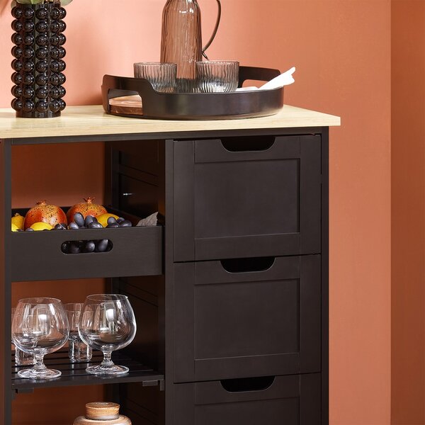 Sobuy Fkw79-Sch Kuchyňský Vozík Servírovací Vozík Černý 67 X 84,5 X 37 Cm