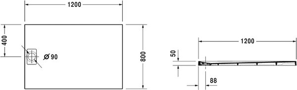 Duravit Stonetto obdélníková sprchová vanička 120x80 cm bílá 720148380000000