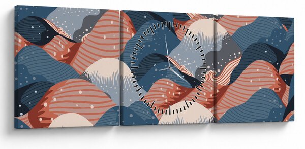 Obraz - Japonské vlny (s hodinami) (90x30 cm)