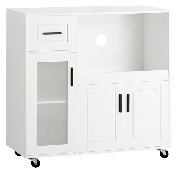Sobuy Fsb78-W Příborník Kuchyňský Vozík Skříňka Do Mikrovlnky Kuchyňská Skříňka Bílá 88,5X89X40Cm