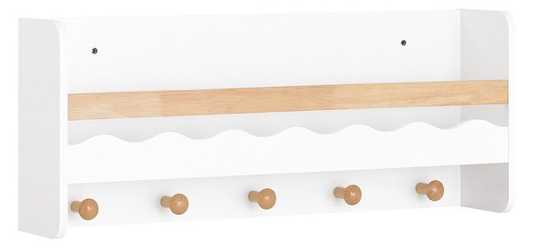Sobuy Kmb78-W Dětská Polička Knihovnička Pro Děti Nástěnná Police Dětský Věšák Bílá 73X30X15Cm