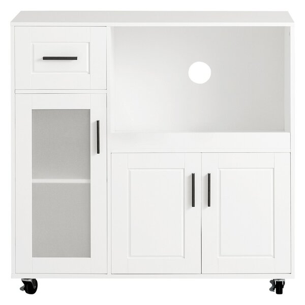 Sobuy Fsb78-W Příborník Kuchyňský Vozík Skříňka Do Mikrovlnky Kuchyňská Skříňka Bílá 88,5X89X40Cm