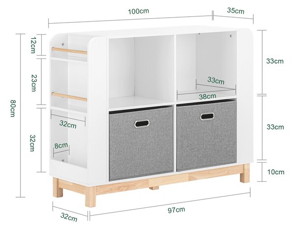 Sobuy Kmb85-W Dětská Polička Úložná Polička Pro Děti Nábytek Do Dětského Pokoje Bílá 100X80X35Cm