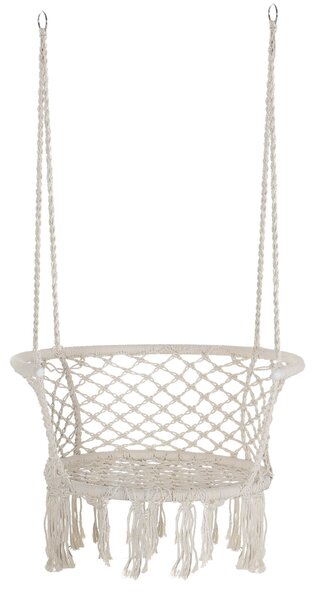 Outsunny Boho Chic Styl Zahradní Houpací Síť, Polyester a Makramé Zavěšené Křeslo pro Vnitřní a Venkovní Použití, Krémové, 80x60x36cm | Aosom