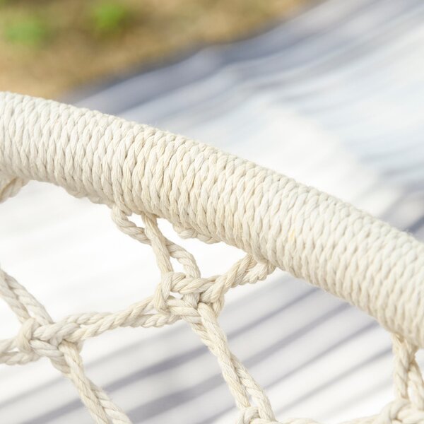 Outsunny Boho Chic Styl Zahradní Houpací Síť, Polyester a Makramé Zavěšené Křeslo pro Vnitřní a Venkovní Použití, Krémové, 80x60x36cm | Aosom