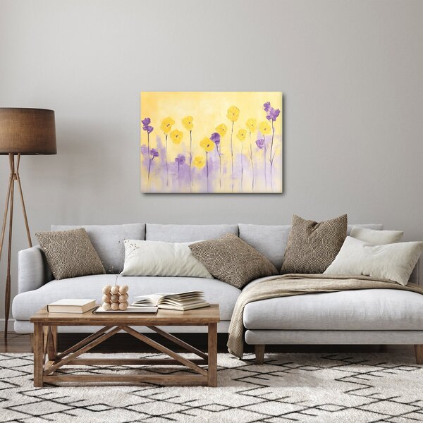 Obraz - Fialové a žluté kvítky (70x50 cm)