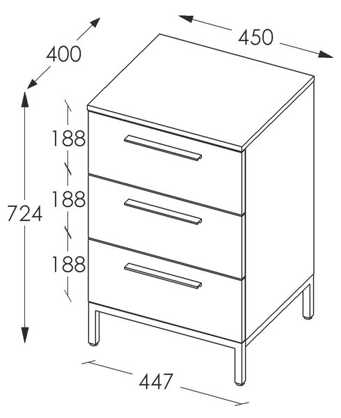NOČNÍ STOLEK, bílá, 45/72,4/40 cm, Online Only