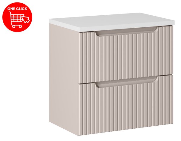 Comad Koupelnová skříňka pod deskové umyvadlo set Nova Cashmere II. 60 kašmír/bílá