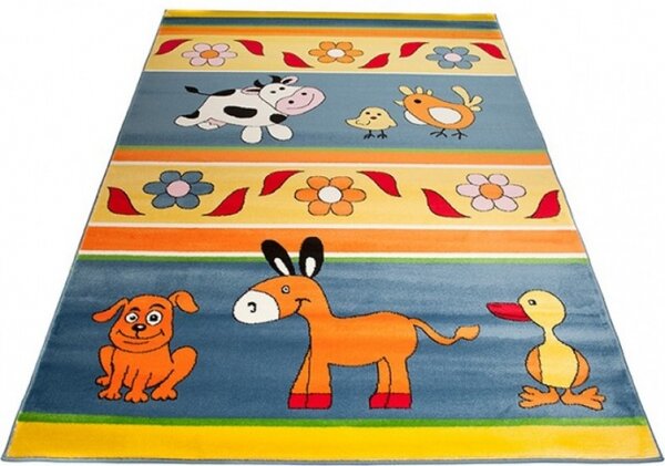 Kusový koberec dětský J0070 - Farma - modrá - 80x150 cm
