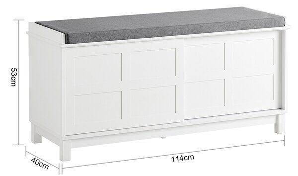 Sobuy Fsr86-W Lavice S Podsedákem Lavice Na Boty S Úložným Prostorem Botník S Posuvnými Dveřmi 114X53X40Cm
