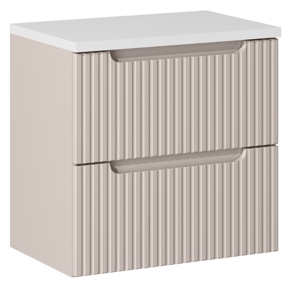 Comad Koupelnová skříňka pod deskové umyvadlo set Nova Cashmere II. 60 kašmír/bílá
