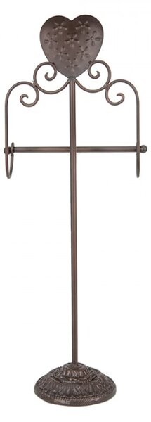 Hnědý antik držák na toaletní papír se srdcem Hart ok – 21x14x62 cm