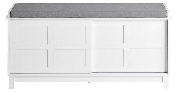 Sobuy Fsr86-W Lavice S Podsedákem Lavice Na Boty S Úložným Prostorem Botník S Posuvnými Dveřmi 114X53X40Cm