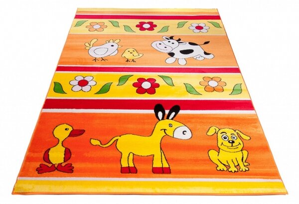 Kusový koberec dětský J0090 - Farma - oranžová - 200x290 cm