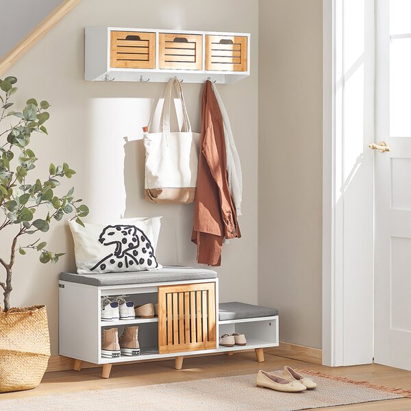Sobuy Fsr125-Wn Lavice Na Boty S Podsedákem Botník Taburet 101X46X35 Cm
