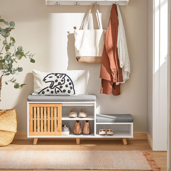 Sobuy Fsr125-Wn Lavice Na Boty S Podsedákem Botník Taburet 101X46X35 Cm