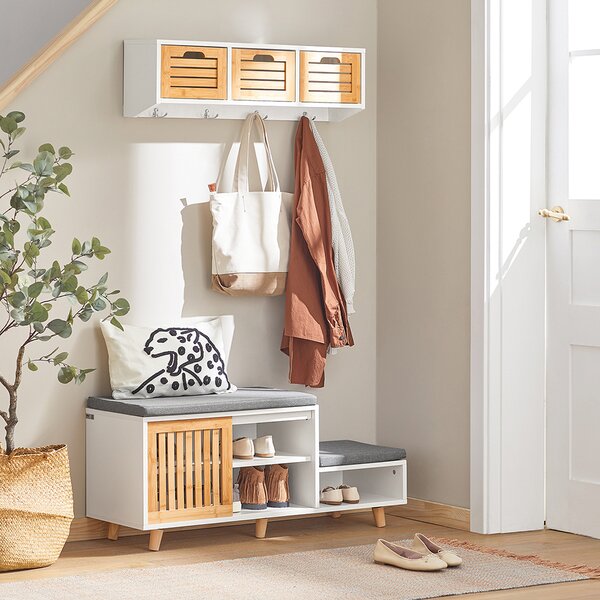 Sobuy Fsr125-Wn Lavice Na Boty S Podsedákem Botník Taburet 101X46X35 Cm