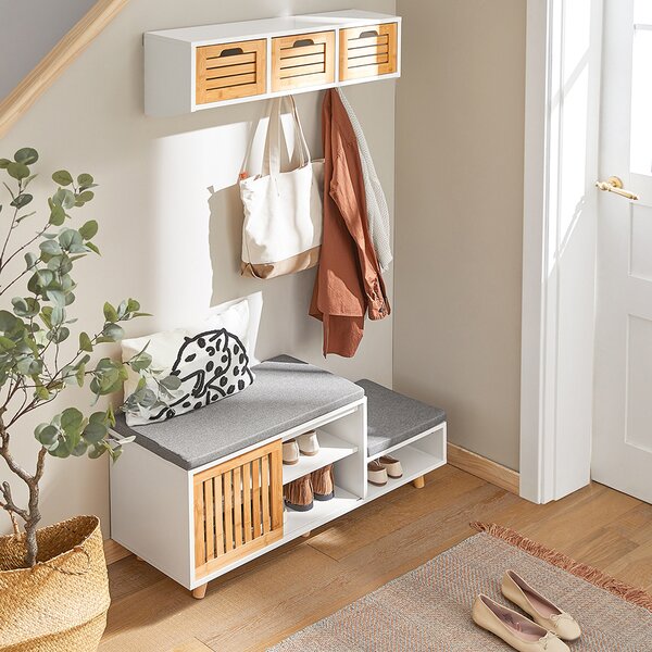 Sobuy Fsr125-Wn Lavice Na Boty S Podsedákem Botník Taburet 101X46X35 Cm