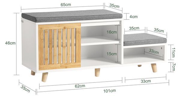 Sobuy Fsr125-Wn Lavice Na Boty S Podsedákem Botník Taburet 101X46X35 Cm
