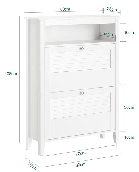 Sobuy Fsr152-W Sklápěč Bot Botník Se 2 Klapkami Bílá 80X108X25Cm