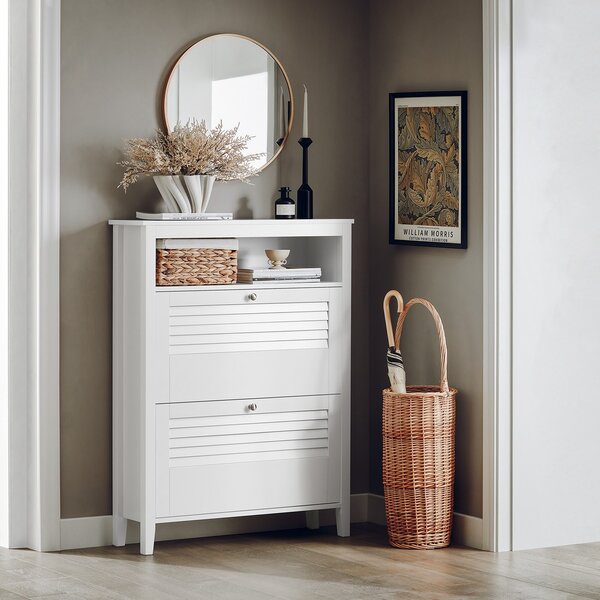 Sobuy Fsr152-W Sklápěč Bot Botník Se 2 Klapkami Bílá 80X108X25Cm