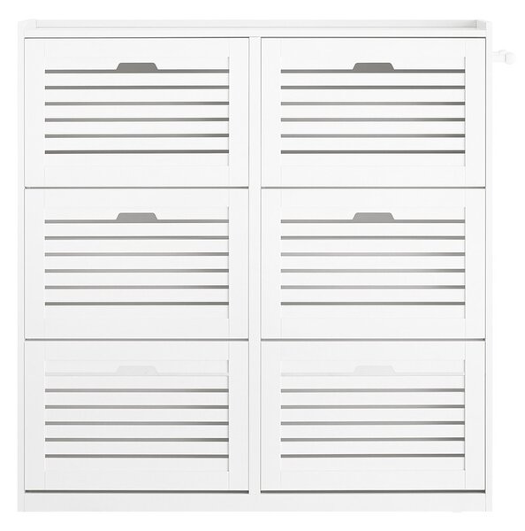 Sobuy Fsr145-W Botník Se 6 Klopami Botník Se 2 Háčky Sklápěč Bot S 12 Policemi Bílá 115X112X30Cm