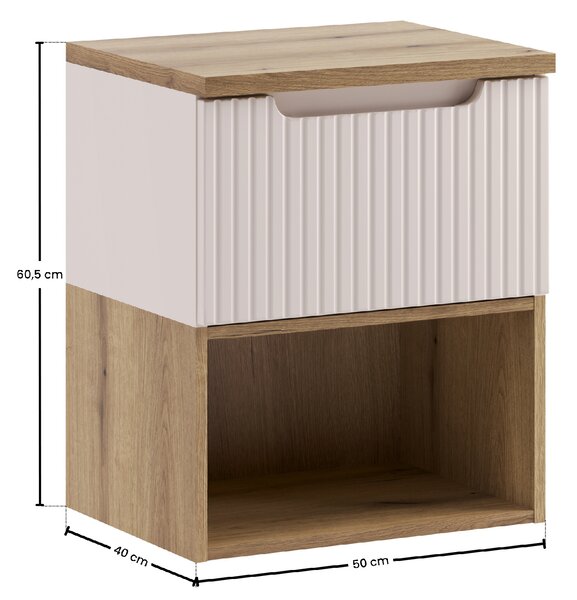 Comad Koupelnová skříňka pod deskové umyvadlo set Nova Cashmere II. 50 kašmír/dub coast evoke