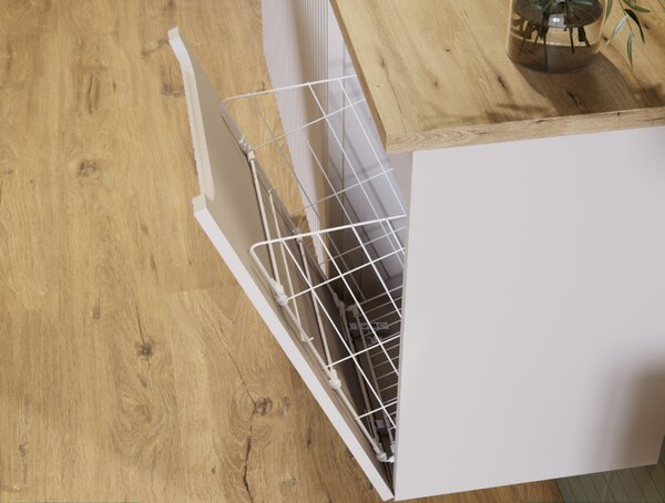 Comad Koupelnová skříňka pod deskové umyvadlo s košem na prádlo set Nova Cashmere 100 kašmír/dub casella