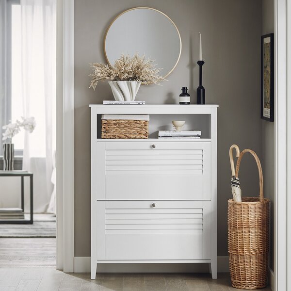Sobuy Fsr152-W Sklápěč Bot Botník Se 2 Klapkami Bílá 80X108X25Cm