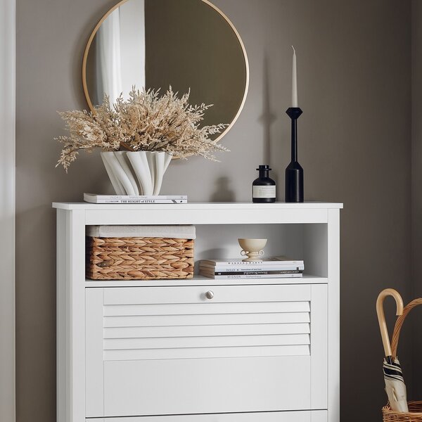 Sobuy Fsr152-W Sklápěč Bot Botník Se 2 Klapkami Bílá 80X108X25Cm
