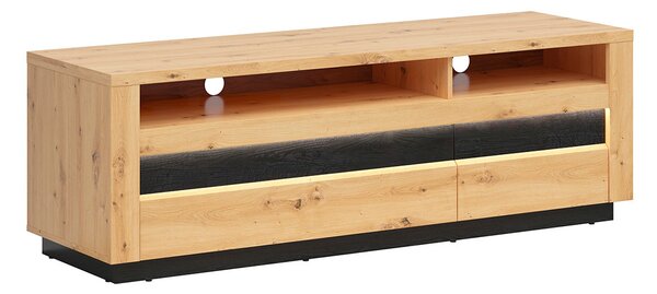TV stolek/skříňka BRW Ostia RTV2S (dub artisan + dub černý) (s LED osvětlením)