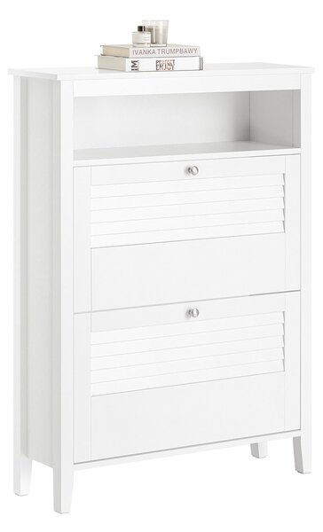 Sobuy Fsr152-W Sklápěč Bot Botník Se 2 Klapkami Bílá 80X108X25Cm