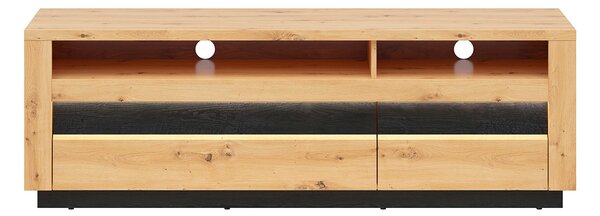 TV stolek/skříňka BRW Ostia RTV2S (dub artisan + dub černý) (s LED osvětlením)