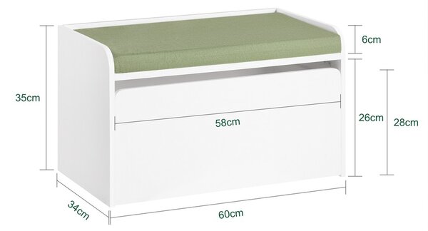 Sobuy Kmb80-W Dětská Truhla Na Hračky Lavice Úložný Prostor Na Hračky Bílá 60X35X34Cm
