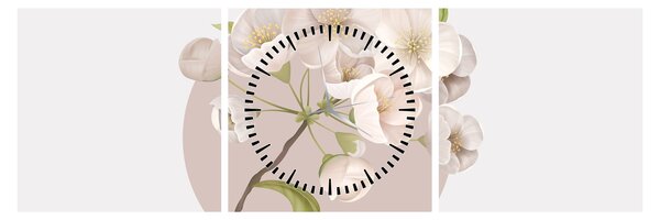 Obraz - Bloom with grace N⁰2 (s hodinami) (90x30 cm)