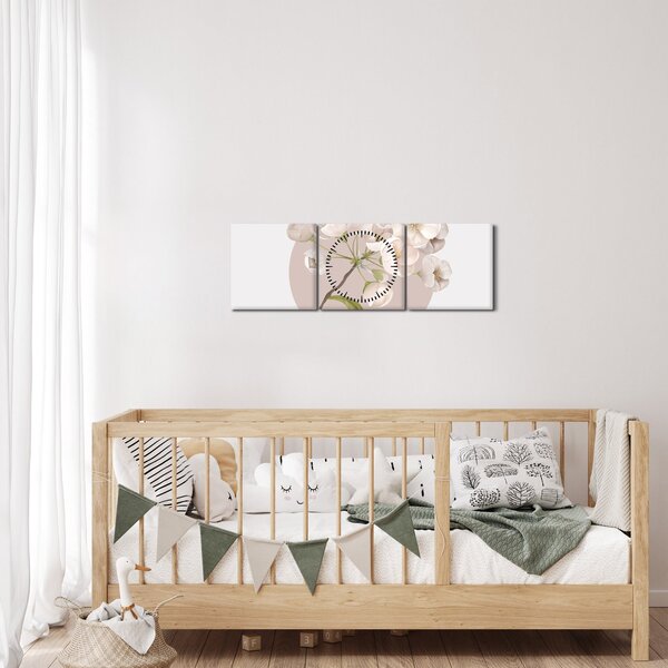 Obraz - Bloom with grace N⁰2 (s hodinami) (90x30 cm)