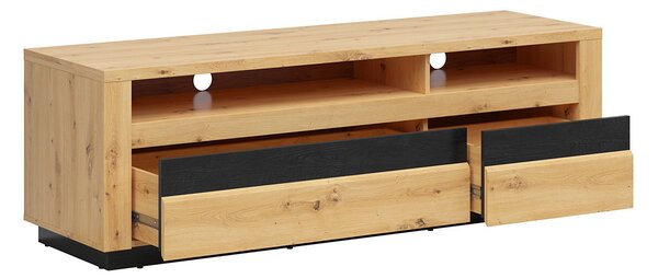 TV stolek/skříňka BRW Ostia RTV2S (dub artisan + dub černý) (s LED osvětlením)