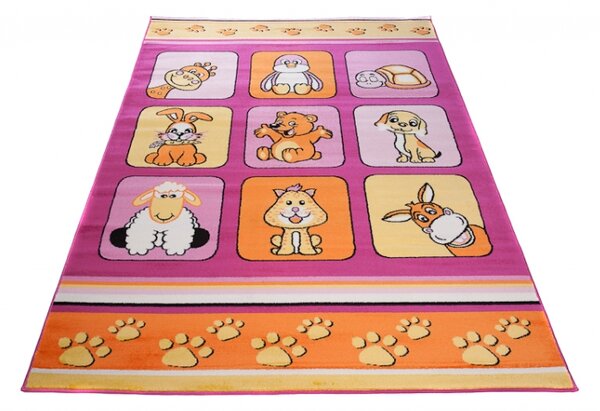 Kusový koberec dětský J0420 - Zvířátka - 100x160 cm