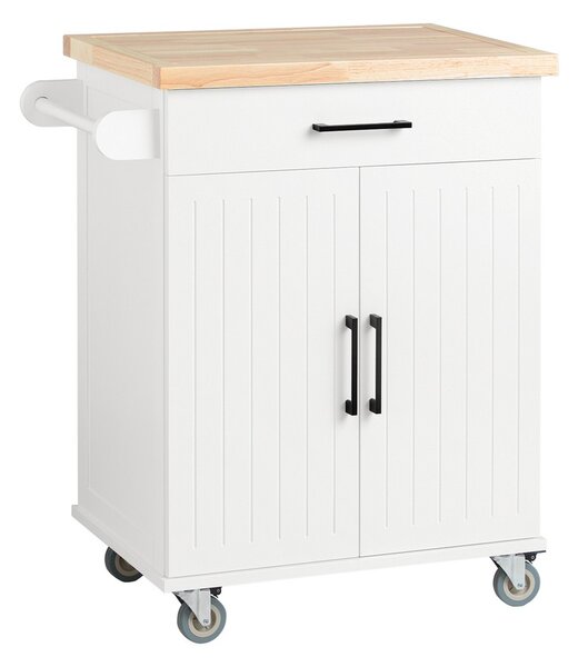 Sobuy Fkw119-Wn Kuchyňský Vozík Servírovací Vozík Kuchyňský Ostrůvek Bílá-Přírodní