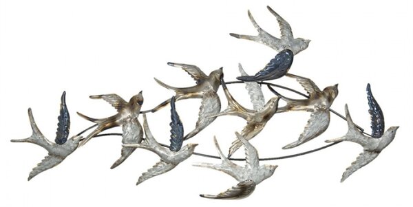 Nástěnné kovové hejno ptáků – 116x6x62 cm