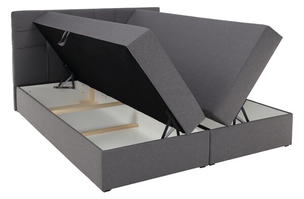 KONDELA Boxspringová postel, 140x200, šedá látka, KAMILIA