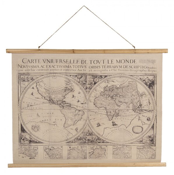 Nástěnná mapa světa obě polokoule s latinským popisem – 100x2x75 cm