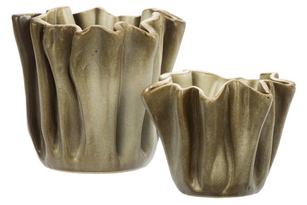 Kameninový obal na květiny Crafted Beige Ø 14 cm