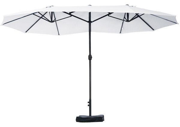 Outsunny Dvoubarevný Obdélníkový Slunečník 4,6m x 2,7m x 2,4m s kličkou, vč. základny a pískových pytlů, ideální na balkon a k bazénu, béžový | Aosom