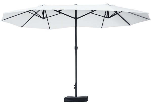 Outsunny Dvoubarevný Obdélníkový Slunečník 4,6m x 2,7m x 2,4m s kličkou, vč. základny a pískových pytlů, ideální na balkon a k bazénu, béžový | Aosom