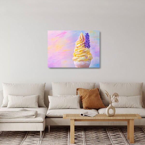 Skleněný obraz - Zmrzlina s levandulí (70x50 cm)