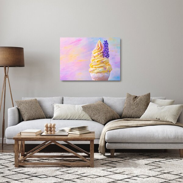 Skleněný obraz - Zmrzlina s levandulí (70x50 cm)