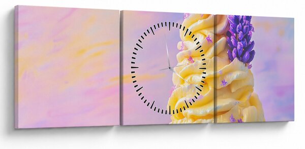 Obraz - Zmrzlina s levandulí (s hodinami) (90x30 cm)