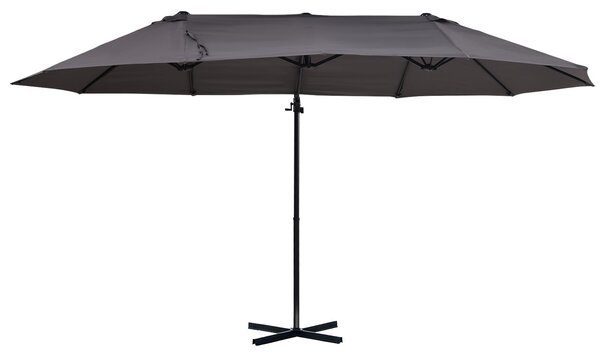 Sluneční deštník Outsunny XXL Dvoupodlažní Oválný 445x270cm S Bočním Stojanem a Kličkou do Zahrady | Aosom